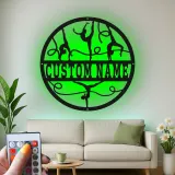 Insegna nome ginnasta personalizzata | Arte murale in metallo con LED | Arredo palestra su misura per cameretta | Idea regalo per atleta