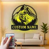 Custom Hiker Metal Wall Art | Personalized LED Light Sign for Mountain Decor | Outdoor Adventure Gift for Nature Lovers