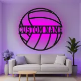 Custom Volleyball Led Light Metal Wall Art Personalized Sports Gift for Athlete Game Room or Bedroom Decor