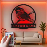Personalisierte Vogel LED-Beleuchtung Metall-Wandkunst Geschenk für Naturliebhaber Schlafzimmer oder Wohnzimmer Dekor 1