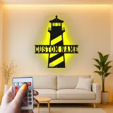 Leuchtturm-Metall-Wandkunst | Personalisiertes LED-Namensschild für Küstendekor | Nautisches Dekor für das Strandhaus