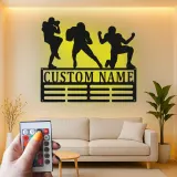 Custom Football Player Metal Sign | Personalized LED Wall Art for Boys Room | Athlete Name Decor for Sports Fan