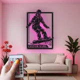 Cartel LED de snowboarder personalizado | Decoración mural de metal personalizada | Decoración de deportes de invierno para habitación de adolescentes o cabaña | Regalo de snowboard