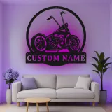 Insegna in metallo LED personalizzata per motociclisti, regalo per lui, decorazione per garage o man cave 1