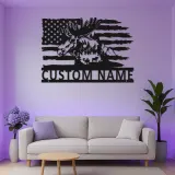Custom Moose LED Metal Wall Art | Personalized Rustic Cabin Decor | Lighted American Flag Wildlife Sign | Hunter Gift