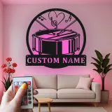 Cartel de metal LED de batería personalizado Regalo para amantes de la música Decoración de sala de ensayo o estudio