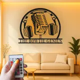 Individuelles Podcast-Mikrofon-Schild | LED Metall-Wandkunst für Musikstudio | Vintage Mikrofon Dekor für Podcaster, DJ Geschenk