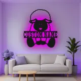 Personalisiertes Schaf LED Metall-Wandkunst für das Kinderzimmer – Geschenk für die Farmtier-Dekoration im Schlafzimmer
