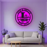 Décoration murale en métal personnalisée avec rétroéclairage LED - Cadeau de crémaillère personnalisé pour le salon avec date d'établissement