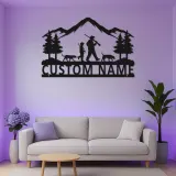 Custom Hunting Scene LED Metal Art | Personalized Father & Son Wall Sign | Outdoorsman Gift & Cabin Decor