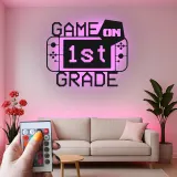 Gamer LED Sign for Wall | Custom 1st Grade Gift | Metal Art for Kids Room | Gaming Decor Light