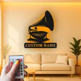 Insegna in metallo LED personalizzata per amante della musica, regalo in stile vintage per la casa 1