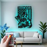 Individuelles Feuerwehr-LED-Schild | Personalisierte Metall-Wandkunst | Patriotisches Helden Geschenk für Ihn | Feuerwehrmann Wohnkultur
