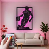 Custom Basketball Player Led Light Metal Wall Art Personalized Sports Gift for Athletes Game Room Decor