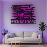 Insegna in metallo LED personalizzata per cacciatori di archi - Regalo per appassionati di tiro con l'arco - Decorazione per man cave o garage
