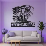 Custom Metal Bald Eagle Wall Art | LED Light Decor | Veteran Gift | Patriotic Home & Office Signage