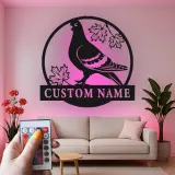 Personalized Pigeon LED Sign | Custom Metal Bird Art | Nature Lover Gift & Home Decor | Realistic Silhouette with Name