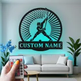 Personalized Hockey Player Sign | LED Metal Wall Art | Custom Name Decor for Game Room | Gift for Athlete