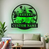 Custom Submarine LED Metal Wall Art | Personalized Nautical Sign | Ocean Lover & Diver Gift | Underwater Sea Decor