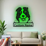 Cartel de metal LED personalizado de Border Collie, regalo para amantes de los perros, decoración para la sala de estar