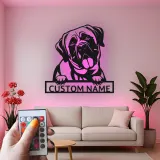 Décoration murale en métal personnalisée pour Mastiff avec rétroéclairage LED, cadeau pour amoureux des chiens, décoration pour salon 2