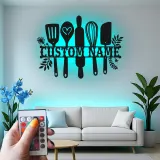 Cartel de metal LED personalizado de utensilios de cocina, regalo para chefs, decoración de cocina para entusiastas de la cocina