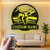 Cartel de metal LED de vaca personalizada para granjeros, regalo rústico de decoración de granja para salón