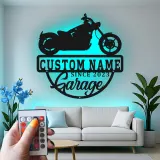 Custom LED Motorcycle Sign | Metal Garage Wall Art | Personalized Biker Decor | Light Up Man Cave Gift