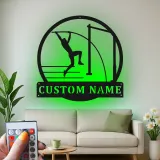 Custom Pole Vault Metal Art | Personalized LED Name Sign for Athletes | Track & Field Wall Decor | Senior Night Gift for Vaulters
