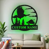 Insegna LED in metallo per caccia alle anatre personalizzata | Regalo per cacciatore personalizzato | Decor rustico per parete di baita | Arte per man cave