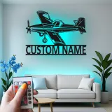 Insegna in metallo LED personalizzata per aereo - Regalo di aviazione per piloti - Decorazione per hangar o ufficio