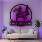 Décoration murale en métal personnalisée pour motocross avec rétroéclairage LED - Cadeau pour lui, décoration de garage ou de man cave 1