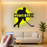 Personalisierte Hockey Spieler LED-Schild | Individuelle Namens Metall-Wandkunst | Spielzimmer Dekor & Geschenk für Athleten