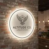 Custom Round LED Neon Sign | Solid White Acrylic Business Logo Display | Salon Spa Decor | Office Studio Signage