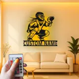 Cartel LED personalizado de receptora de softball | Arte mural de metal personalizado para habitación de chicas | Regalo para atleta femenina | Decoración de guardería deportiva