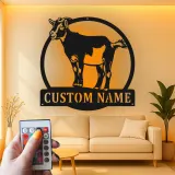 Insegna LED personalizzata con capra | Arte murale in metallo personalizzata per farmhouse e fienile | Regalo per rancher