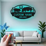 Cartel de metal LED de granja de cerdos personalizado Regalo para agricultores Decoración rústica de granero