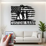 Custom Soldier Flag Metal Sign | Patriotic LED Wall Art | Personalized Military Decor for Veteran Man Cave