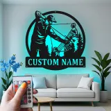 Insegna in metallo LED personalizzata per cacciatori di archi - Regalo per appassionati di tiro con l'arco - Decorazione per man cave o cabin