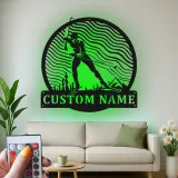 Cartel de metal LED esquiador personalizado regalo de esquí para entusiastas de deportes de invierno decoración de cabaña o refugio