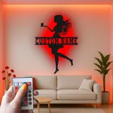 Insegna personalizzata con nome fata e LED | Insegna in metallo personalizzata per cameretta bambina | Decorazione magica per nursery | Decorazione da parete fiabesca