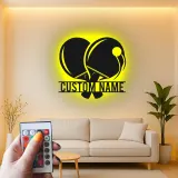 Personalized Ping Pong Paddle Sign | LED Metal Wall Art | Custom Table Tennis Gift | Game Room Decor