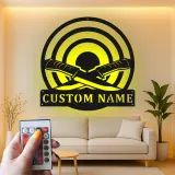 Panneau en métal personnalisé de couteaux tactiques | Décor militaire LED de man cave | Cadeau personnalisé pour vétéran | Art mural en acier