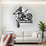 Custom Motocross Rider Led Light Metal Wall Art Personalized Gift for Dirt Bike Enthusiasts Garage or Man Cave Decor 3