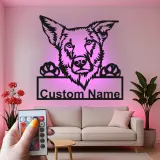 Cartel de metal LED personalizado de Pastor Alemán, regalo para amantes de los perros, decoración para la sala de estar