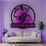 Insegna in metallo LED personalizzata con musicista e violoncello - Regalo personalizzato per amanti della musica, decorazione per sala musicale