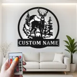 Cartel de metal LED de ciervo personalizado Regalo para cazadores Decoración de cabaña rústica