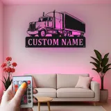 Insegna in Metallo per Camion Personalizzata | Arte da Parete LED Big Rig | Decorazione Realistica per Rimorchio Trattore | Regalo per Camionista