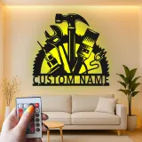 Décoration murale en métal LED personnalisée pour bricoleur - Cadeau pour garage ou atelier