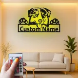 Décoration murale en métal personnalisée Berger Australien avec Rétroéclairage - Cadeau pour Amoureux des Chiens